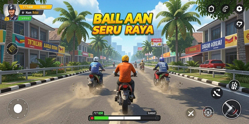 Screenshot gameplay 777IDR yang menampilkan balapan mendebarkan.