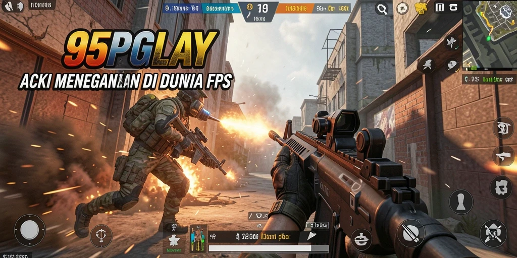 Screenshot yang menunjukkan aksi menegangkan dalam gameplay FPS 95PGPLAY.