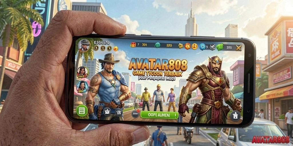 Screenshot gameplay <strong>AVATAR808</strong> menampilkan manajemen bisnis yang menarik dan strategis.