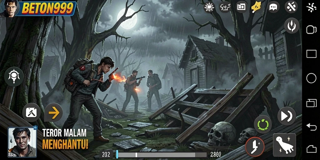 Tampilan gameplay menegangkan dari BETON999 yang penuh kengerian.