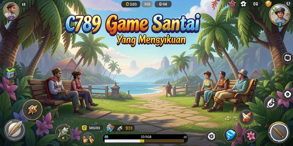 Screenshot gameplay C789 yang menunjukkan  karakter dalam aksi santai.