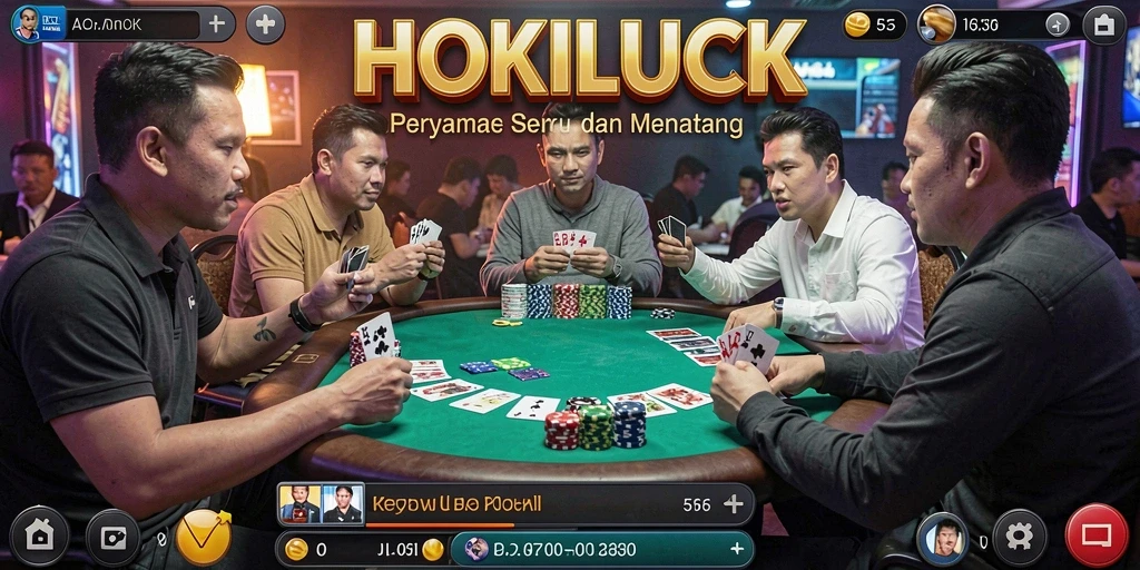Gameplay HOKILUCK yang menarik dengan fitur Poker interaktif.