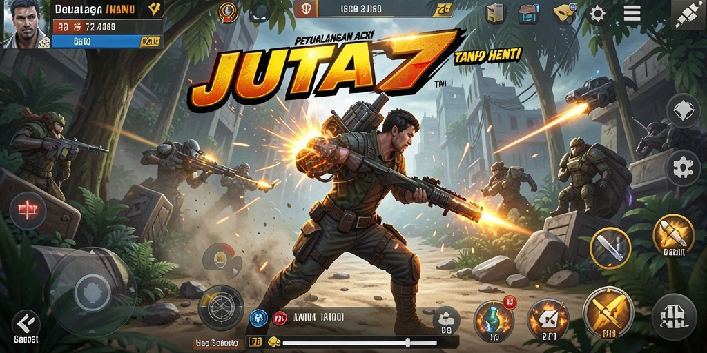 Gameplay seru JUTA7 dengan pertarungan yang mendebarkan.