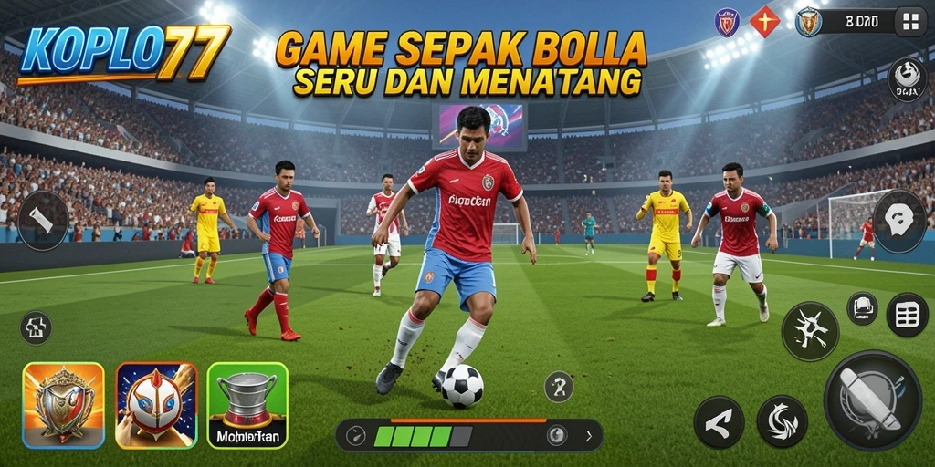 Gambar tampilan game KOPLO77 dengan aksi sepak bola yang mendebarkan.