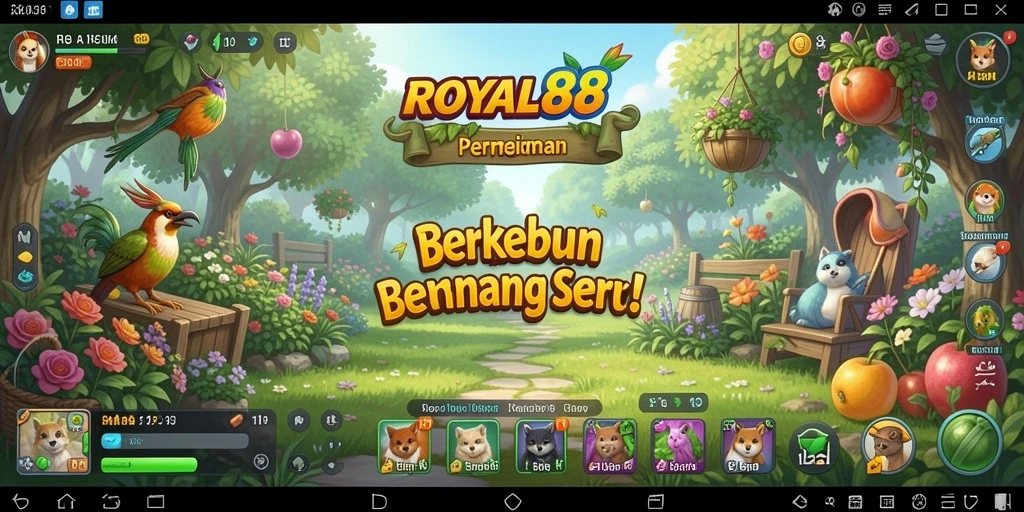 Tangkapan layar ROYAL88 menampilkan gameplay berkebun yang seru dan interaktif.