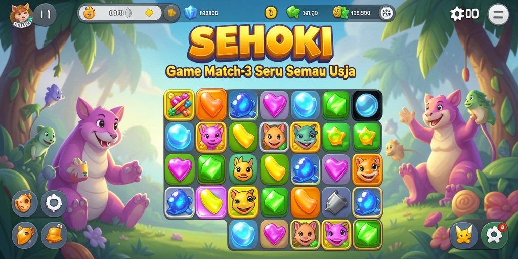 Tampilan gameplay SEHOKI yang menarik dengan warna-warna cerah.