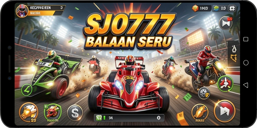 Screenshot SJO777 yang menampilkan aksi balapan mendebarkan.