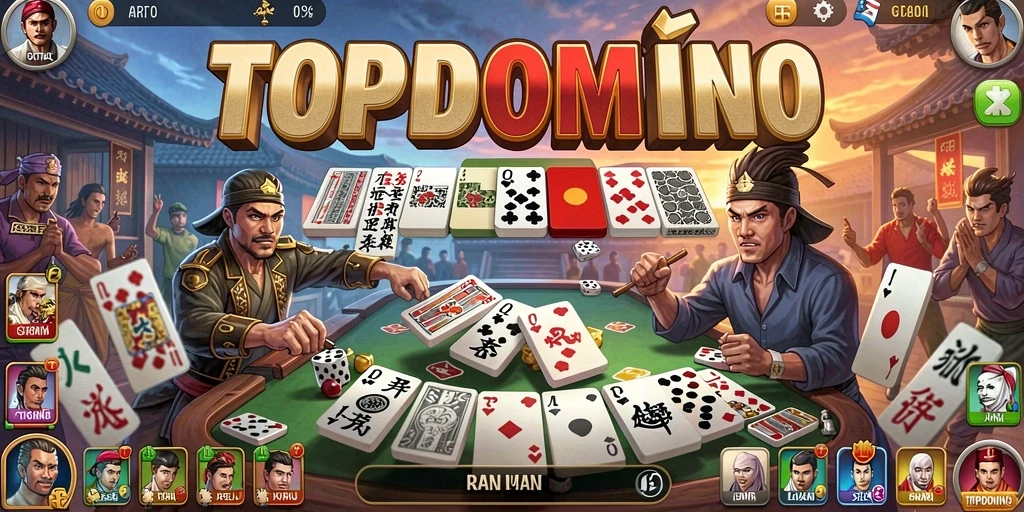 Tampilan gameplay seru dalam pertarungan domino kompetitif.