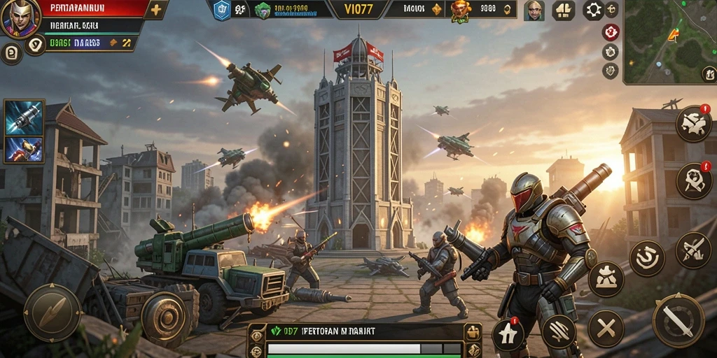 Tangkapan layar gameplay <strong>VIO77</strong> menampilkan aksi menara pertahanan melawan gelombang musuh.