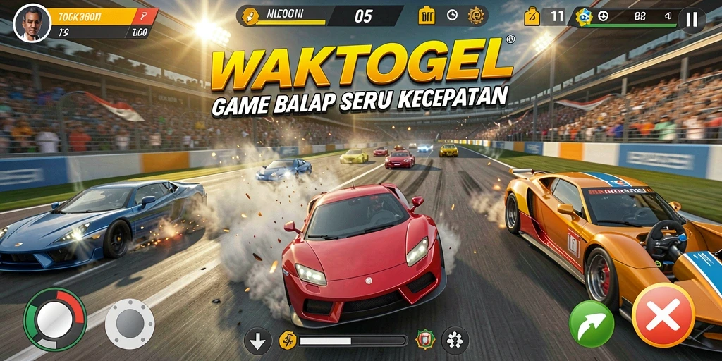 Tampilan gameplay seru dalam balapan WAKTOGEL yang mendebarkan.